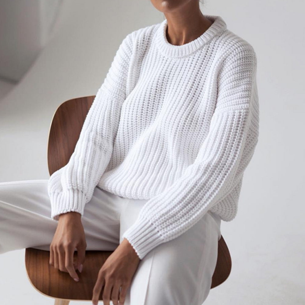 Damen Grobstrickpullover mit lässiger Passform und oversize Ärmeln Amawinc
