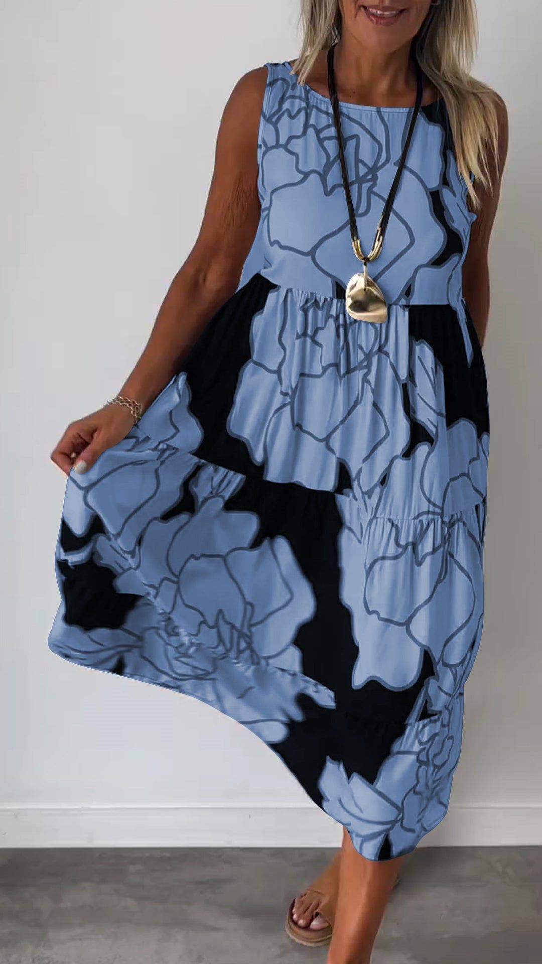 Damenkleid von Fudus: ärmellos, mit Print und Schnürung