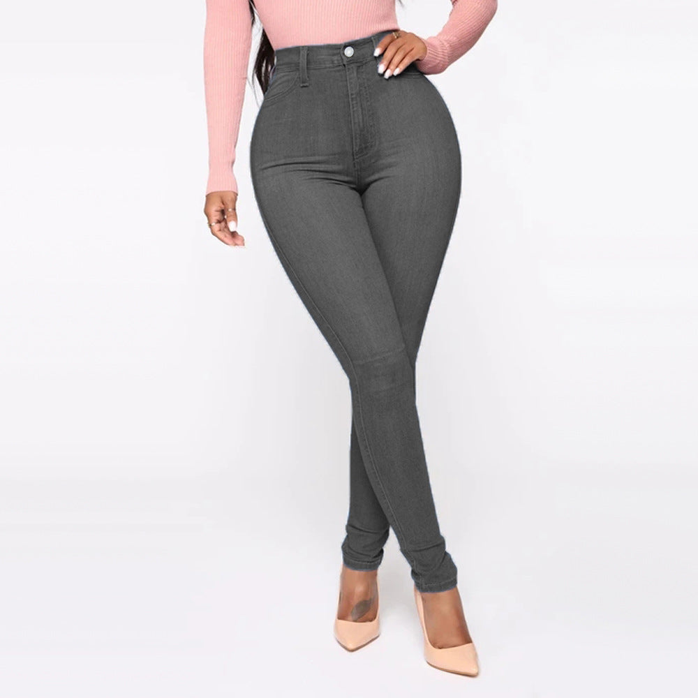 Damen Hoch geschnittene Skinny Jeans mit formenden Nähten Amawinc
