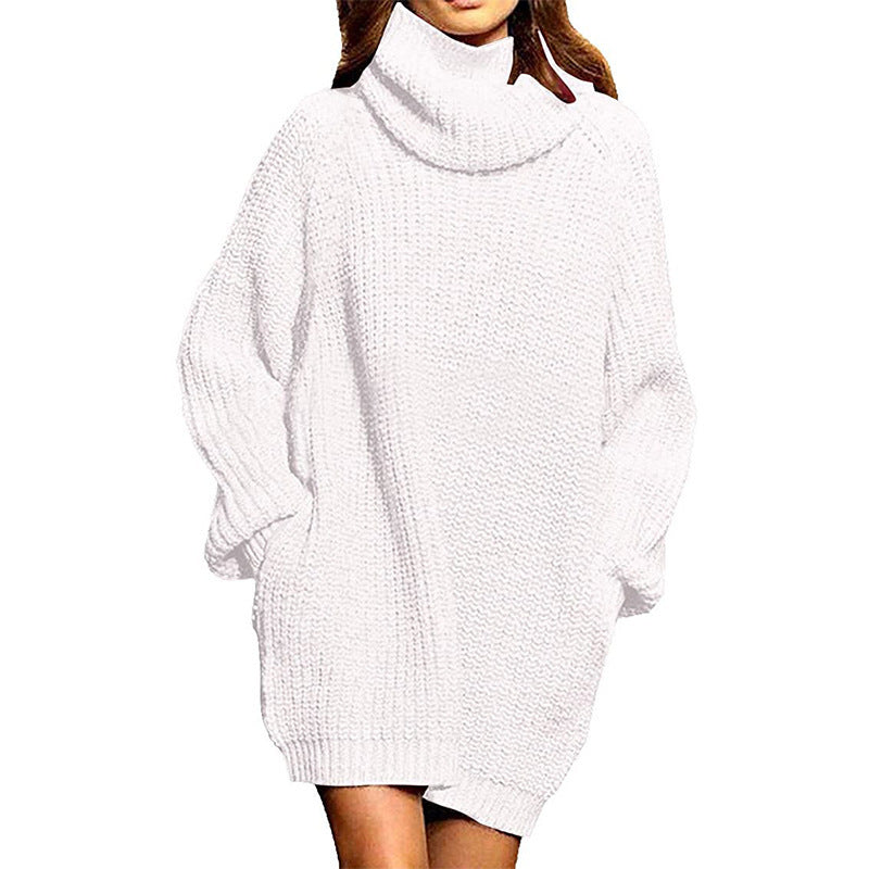 Damen Oversized Strickpullover mit hohem Kragen und lässigen Ärmeln Amawinc