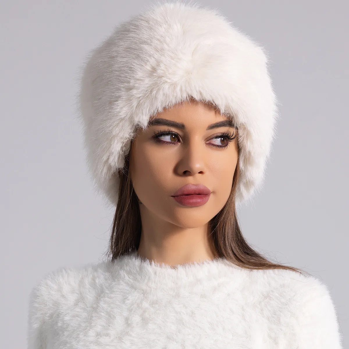 Chapeau Rond En Fourrure Pour Femme Rosie, Couverture Totale Et Style Élégant Pour L'Hiver