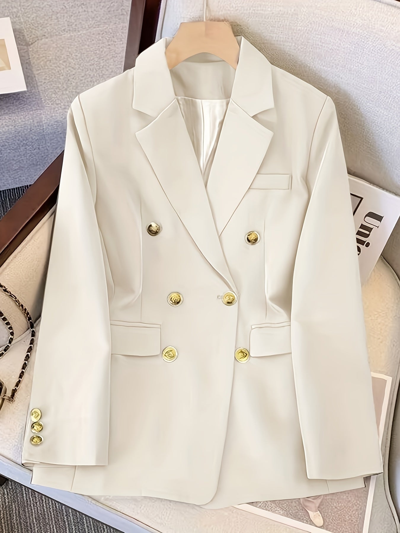 Veste Femme Double Boutonnage Amawinc Nordic Flair Sculptée Revers À Entaille Aspect Professionnel
