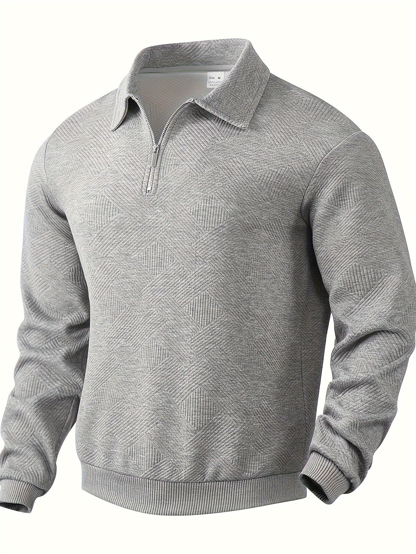 Amawinc Pull Homme En Maille Avec Zip Demi Coupe Regular Motif Géométrique Texturé Pour Tenue Décontractée Ou Habillée
