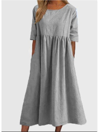 Baumwollleinen Kleid für Damen von Fudus mit Taschen