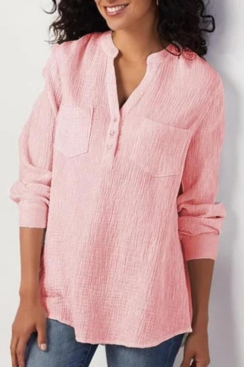 Blouse Femme Nordisk Flair Coupe Décontractée Manches Longues Fibres Naturelles Poches Sur La Poitrine