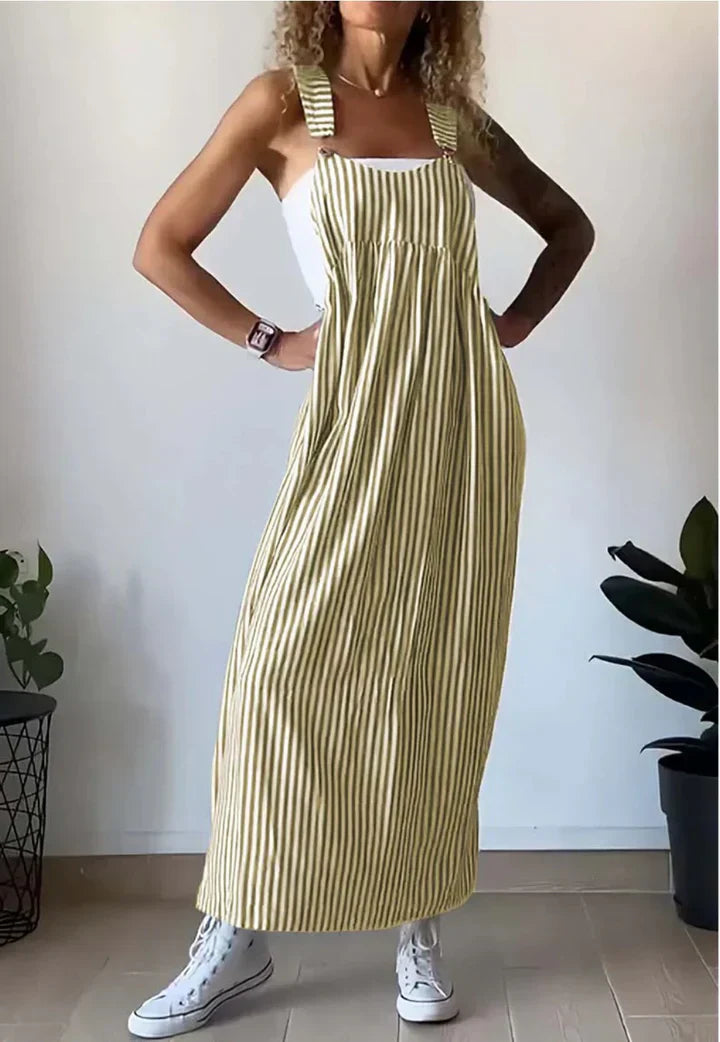 Leichtes gestreiftes Kleid mit Hosenträgern - Iris