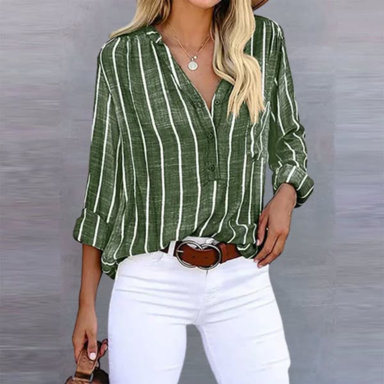 Melody Blouse Estivale Rayée Confortable Avec Silhouette Décontractée Pour Bureau Et Loisirs