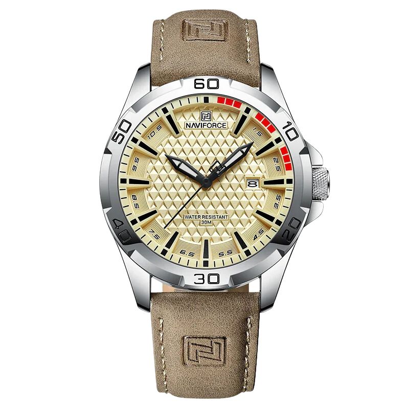 Montre Orbinum NF Mouvement Quartz Calendrier Batterie Longue Durée Étanche 3ATM Bracelet Cuir Verre Minéral