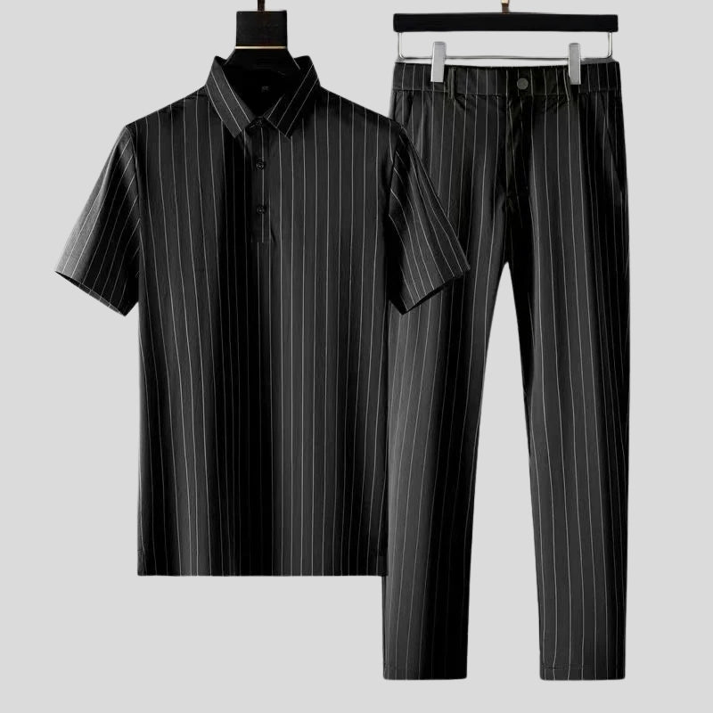 Ensemble Deux Pièces Tavellé Avec Col Aigu Et Pantalon Tailleur À Coupe Confort Toute La Journée Pour Tous Les Jours