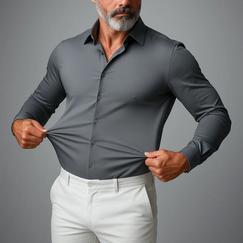 Chemise Duvant Stretch Slim Fit Pour Voyage Et Travail Confort Respirant Sans Plis Quatre Voies