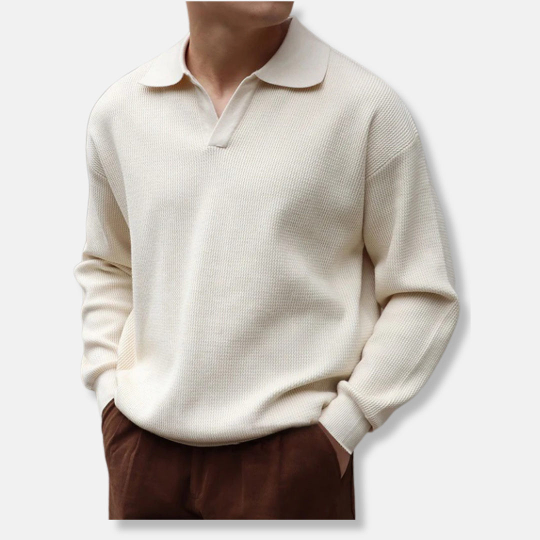 Amawinc Pull En Maille Homme Col Polo Col V Décontracté Robuste Chaud Pour Le Quotidien Et Polyvalent