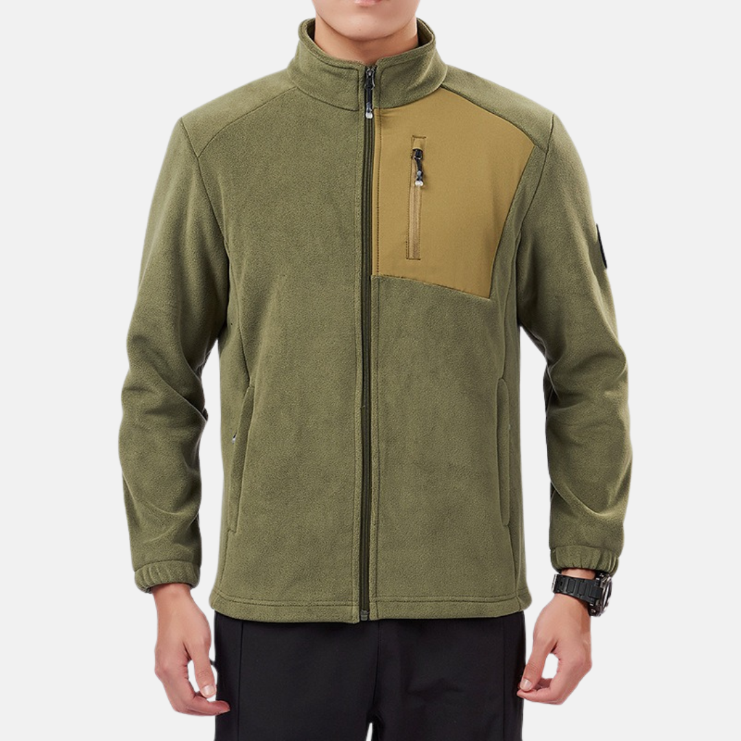 Veste Polaire Pour Homme Avec Col Montant Zip Intégral Coupe Regular Poignets Élastiques Hiver