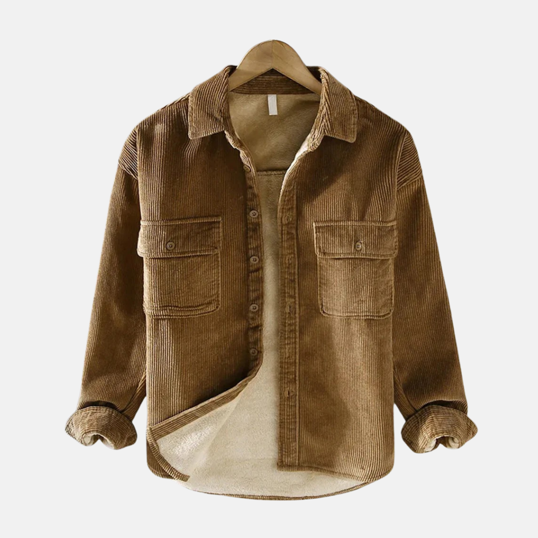 Veste Pour Homme En Velours Côtelé Avec Coupe Décontractée Boutons Devant Et Poches Poitrine