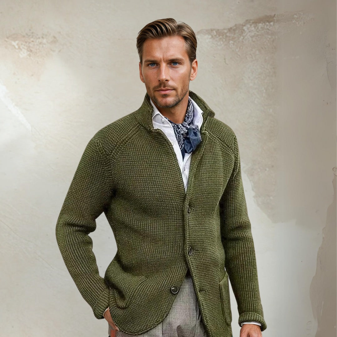 Gilet Homme En Mélange De Laine Coupe Ajustée Bouton Col Haut Pour Style Habillé Décontracté