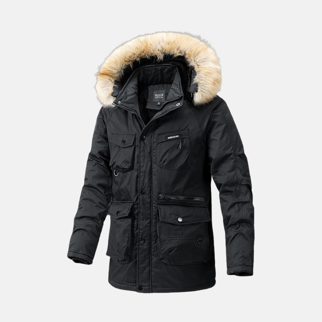 Parka Homme Amawinc Nordisk Flair Imperméable Résistant Capuche Fourrure Synthétique Amovible Coupe Ample
