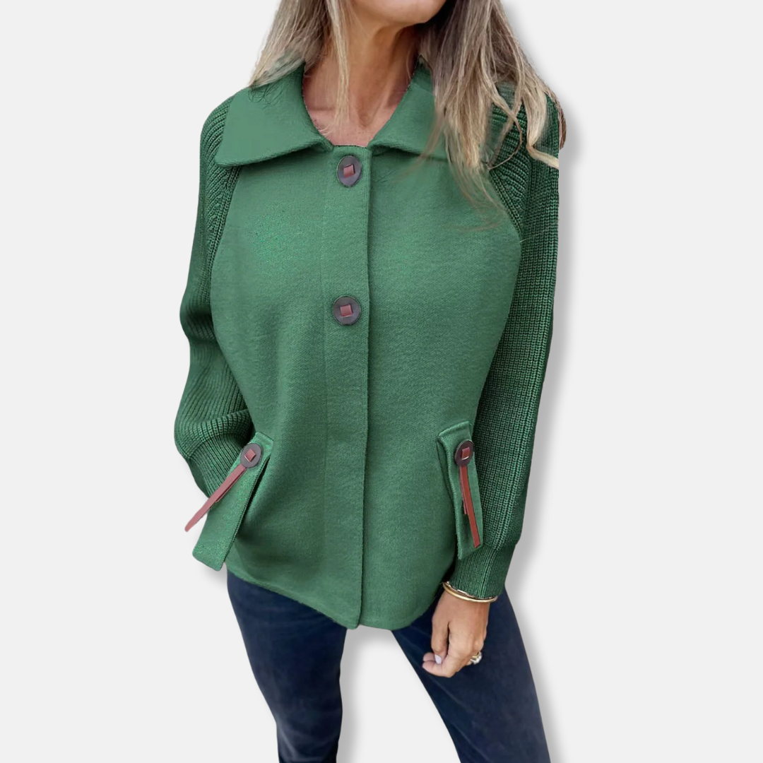 Amawinc Veste Femme Décontractée Avec Manches Maille Texturée Col À Revers Bouton Devant Polyvalente