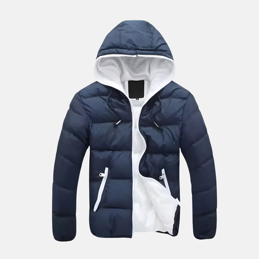 Veste Pour Homme Capuche Matelassée Puffer Mi Longueur À Hanches Chaude Et Isolante Pour Hiver