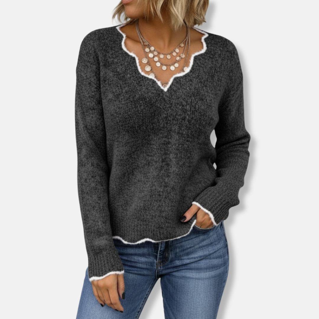 Pull Femme En Tricot De Laine À Coupe Décontractée Et Encolure Festonnée Nordisk-Flair