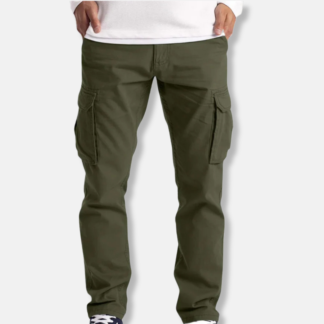 Pantalon Cargo Homme En Coton Mélangé Coupe Droite Longueur Totale Poches Cargo Pratiques