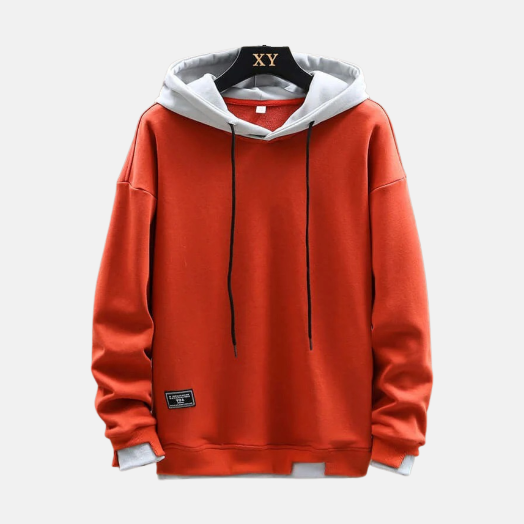 Sweat Oversize Pour Homme En Coton Mélangé Capuche Double Épaisseur Ourlet Factice Bord Côte