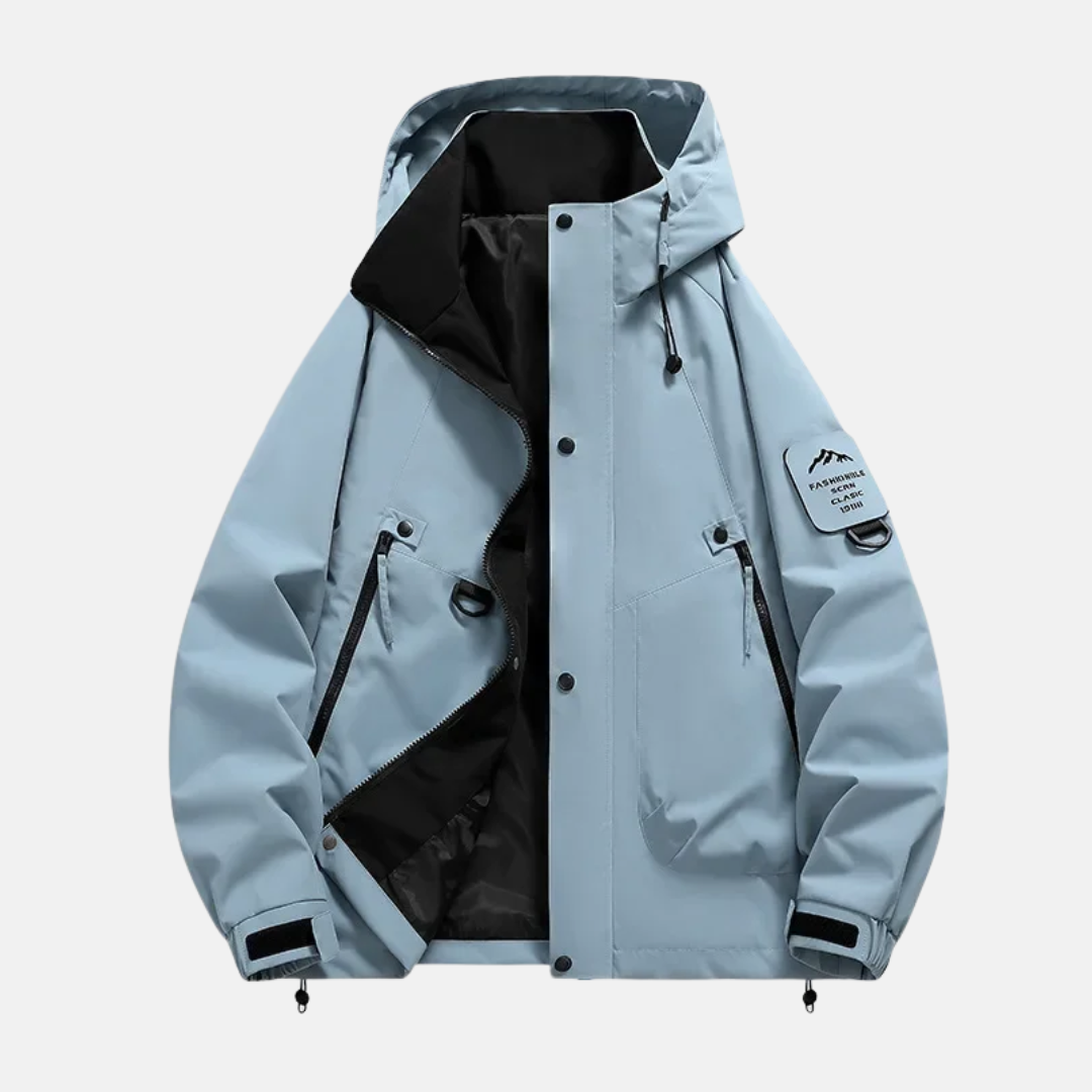 Veste Utilitaire Homme Imperméable Capuche Ajustable Poches Multiples Coupe Décontractée Pour Temps Frais