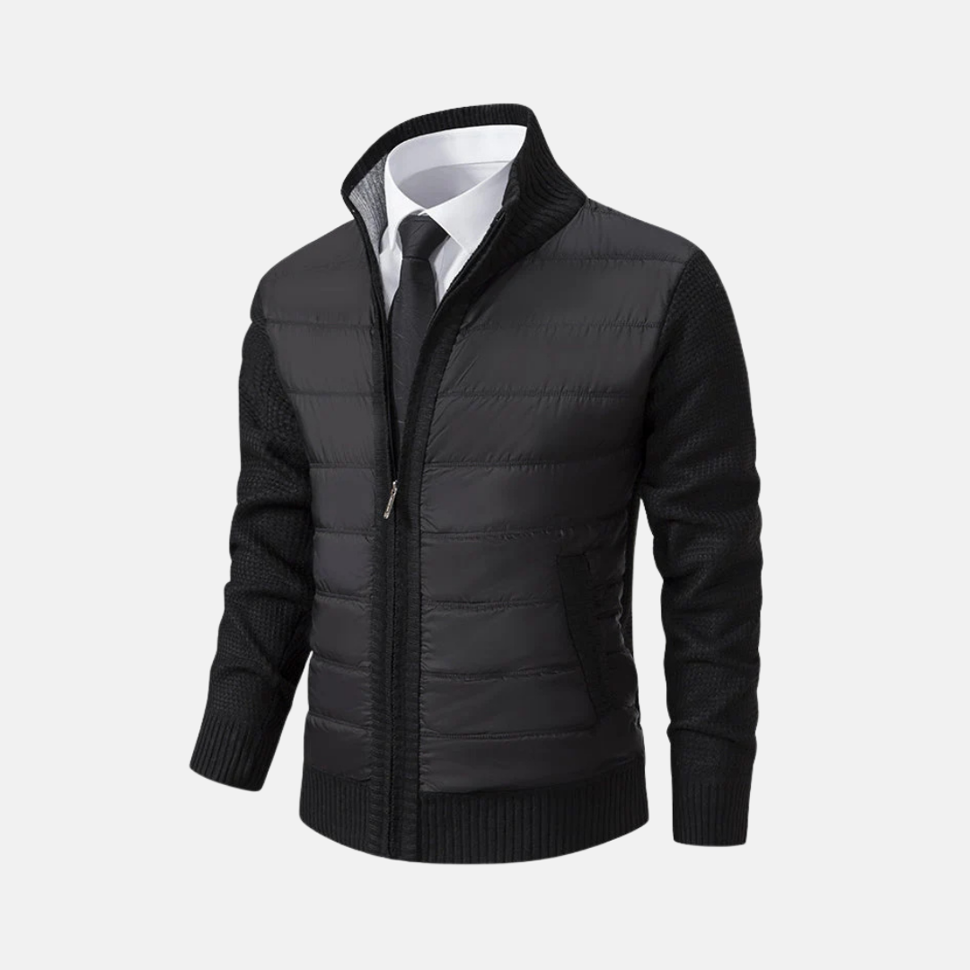 Veste Homme En Mélange Acrylique Bordeaux Slim Fit Avec Col Debout Et Manches Tricotées Pour Style Moderne