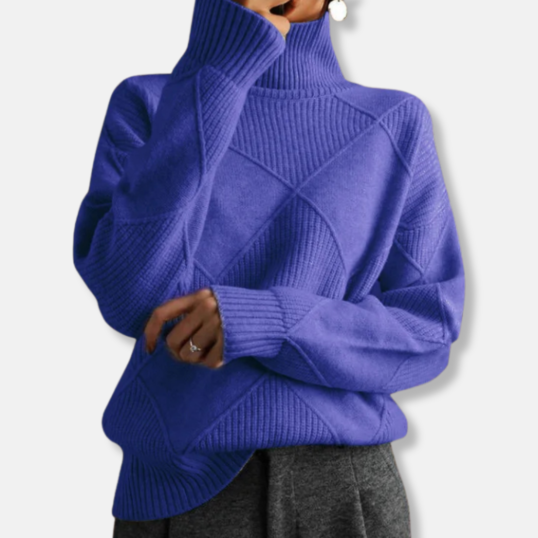 Sienna Pull Col Roulé Décontracté Pour Femme En Maille Diamantée Côtelée Manches Longues Confort Quotidien