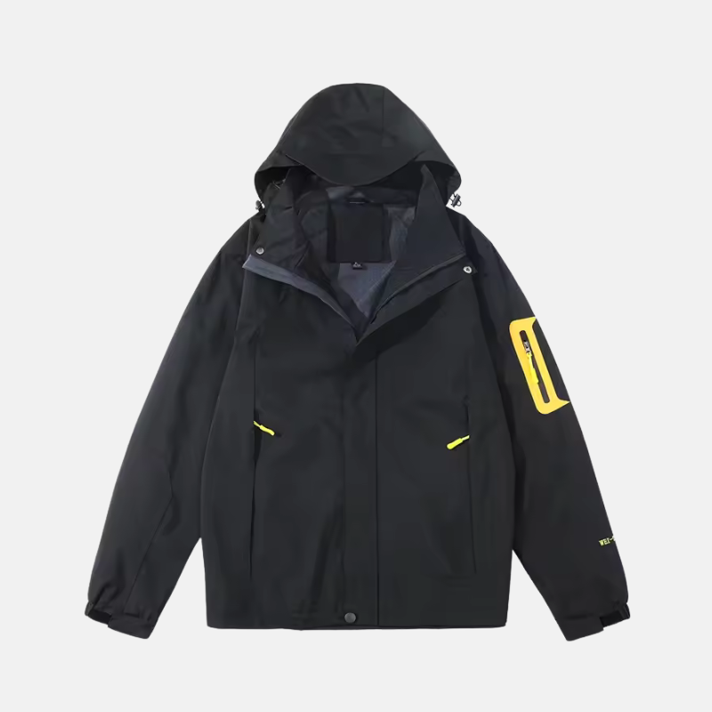 Veste Homme De Plein Air Imperméable Au Vent Résistante À L Eau Capuche Ajustable Poches Zippées Coupe Regular