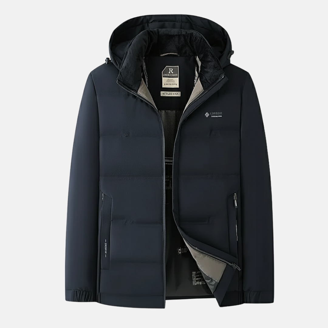 Veste Matelassée Homme Isolante Avec Capuche Et Fermeture Éclair Résistante à l'eau Coupe Regular