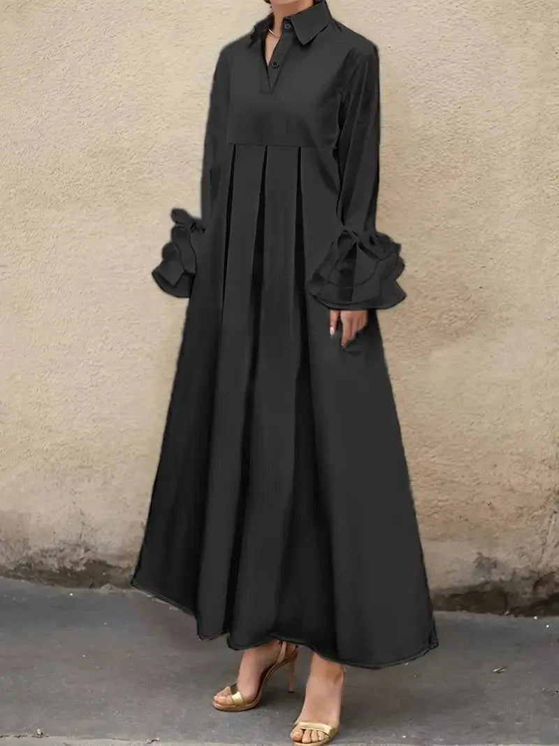 Damen Lange Hemdblusenkleid Amawinc