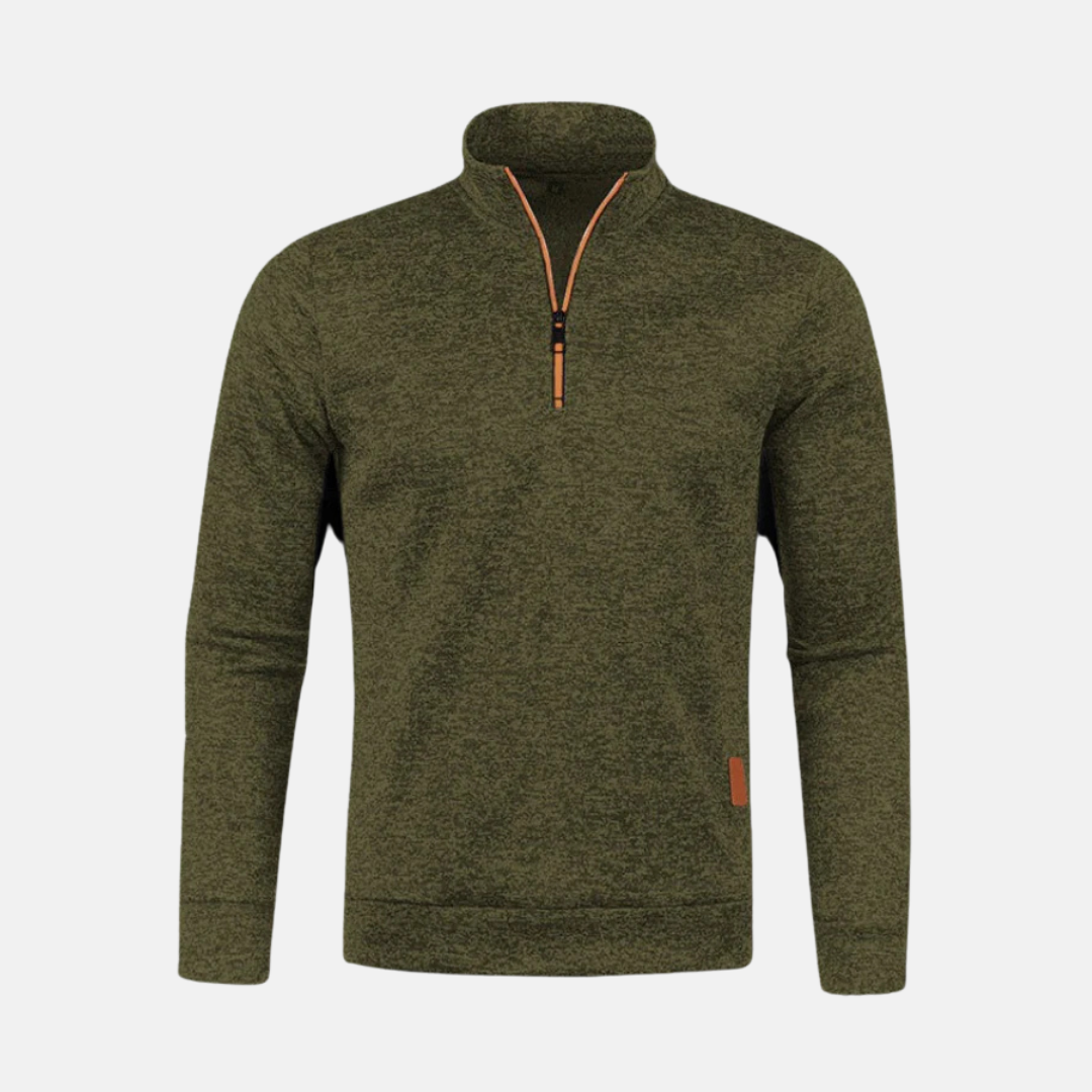 Amawinc Sweatshirt Homme Col Montant Microtexturé Zip Demi Fermeture Noir Confort Quotidien Coupe Regular Pour Automne