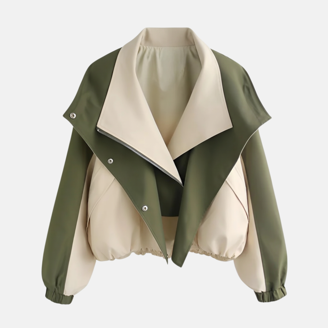 Veste Courte Femme Oversize Deux Tons avec Ourlet Blouson et Fermeture à Pression Amawinc Nordisk Flair