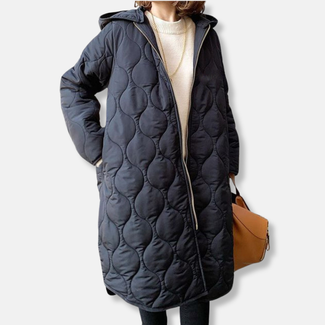 Veste Matelassée Pour Femmes Oversize Longue Avec Capuche Zip Nordisk Flair Amawinc