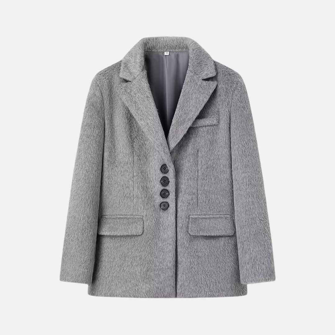 Veste Blazer Femme Amawinc Oversized Coupe Décontractée Confort Pelucheux Revers À Encoche Poches À Rabat