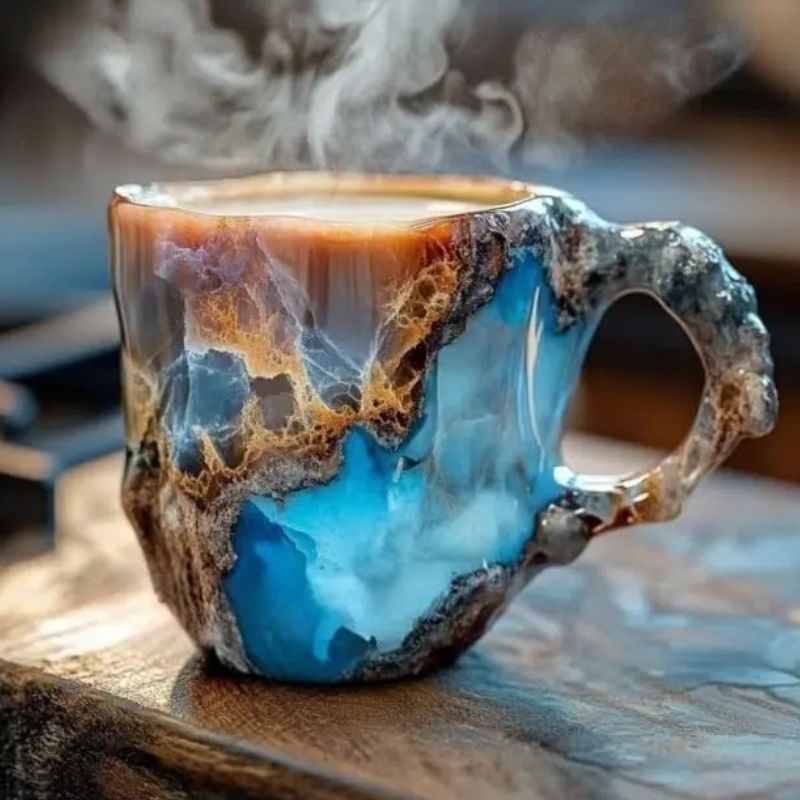 Mug Prismora En Résine Inspiré Par Textures Cristallines 300 Ml Design Unique Et Tactile