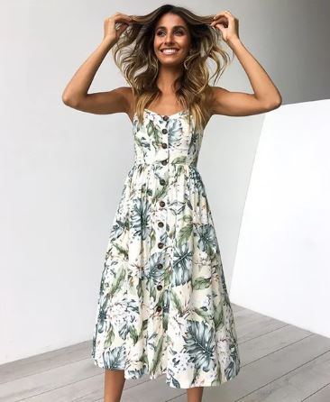 Lisas sexy Midikleid mit Strandmuster für den Sommer
