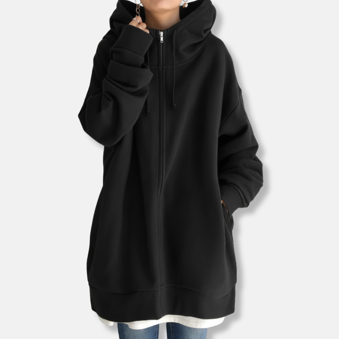 Veste À Capuche Femme Ample En Polaire Douce Avec Fermeture Éclair Manches Longues Décontractée Nordisk Flair