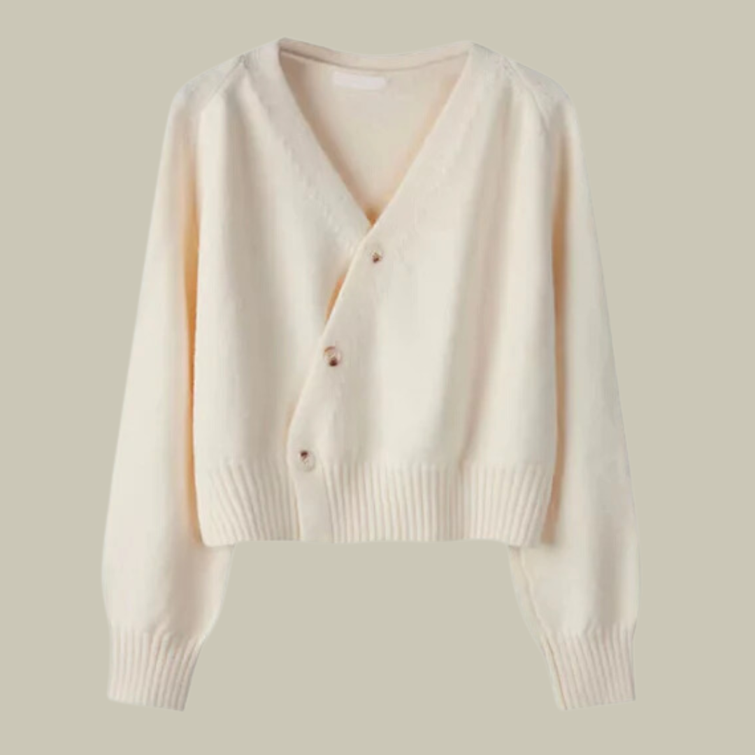 Harper Pull Femme Mérino et Laine Col en V Avec Boutons Croisés Élégance Confort Pour L Hiver