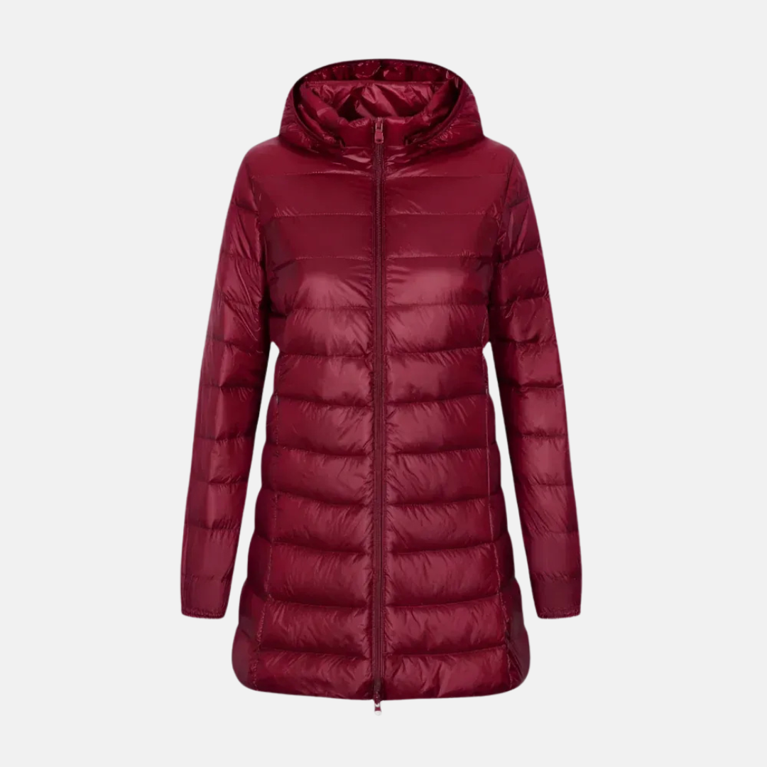 Doudoune Femme Matelassée Ajustée MiCuisse Capuche Imperméable Nordisk Flair Collection Hiver Chaud