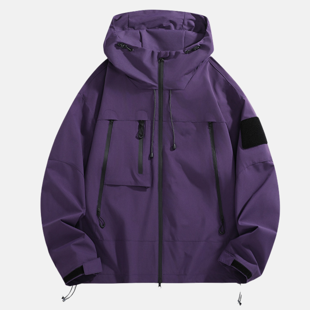 Veste Imperméable Pour Homme Coupe Décontractée Capuche Ajustable Poches Utilitaires Pour Plein Air