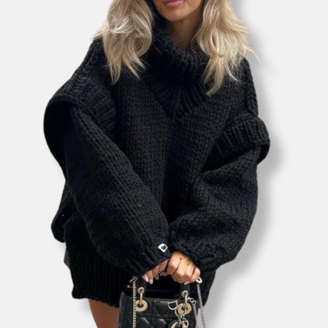 Amawinc Pull Oversize Femme En Maille Épaisse En Laine Avec Col Roulé Et Poignets Côtelés