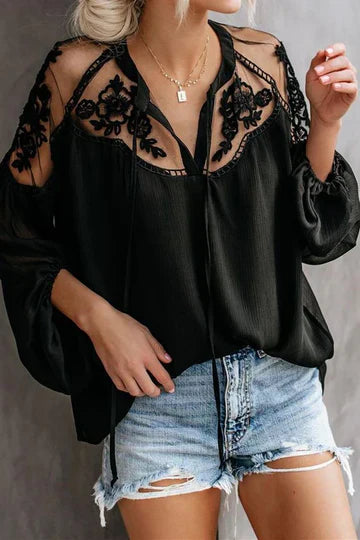 Zyana Spitzen-Mesh-Top