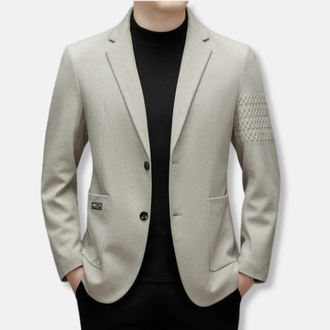 Veste Blazer Slim Fit En Mélange De Laine À Deux Boutons Avec Revers Cranté Et Manche Brodée Nordisk Flair