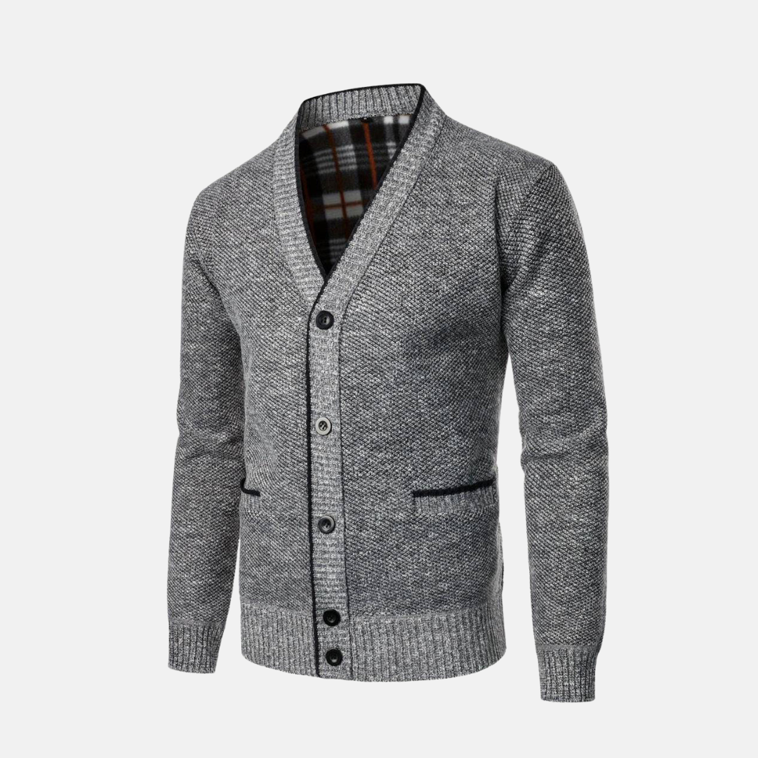 Cardigan Pour Homme En Maille Mélangée De Laine Slim Fit Avec Col V Boutons Poches Décontracté Amawinc