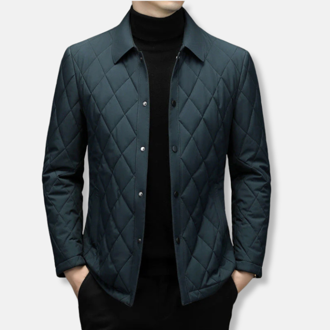 Veste Matelassée Homme Motif Diamant Coupe Regular Longueur À La Hanche Fermeture À Pression Marine