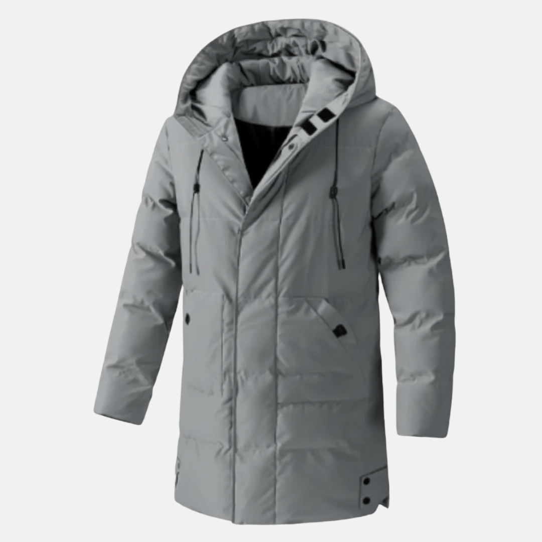 Veste Homme À Capuche Isolante Étanche Mi Longue Avec Poches Multiples Pour Automne Hiver De Plein Air