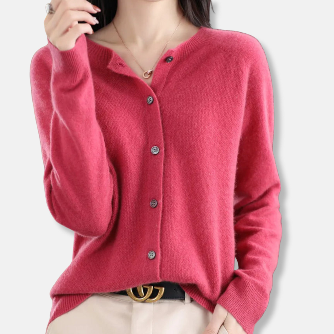 Isla Cardigan Regular Fit en Mérinos à Boutons Devant Maille côtelée pour Femme Chic