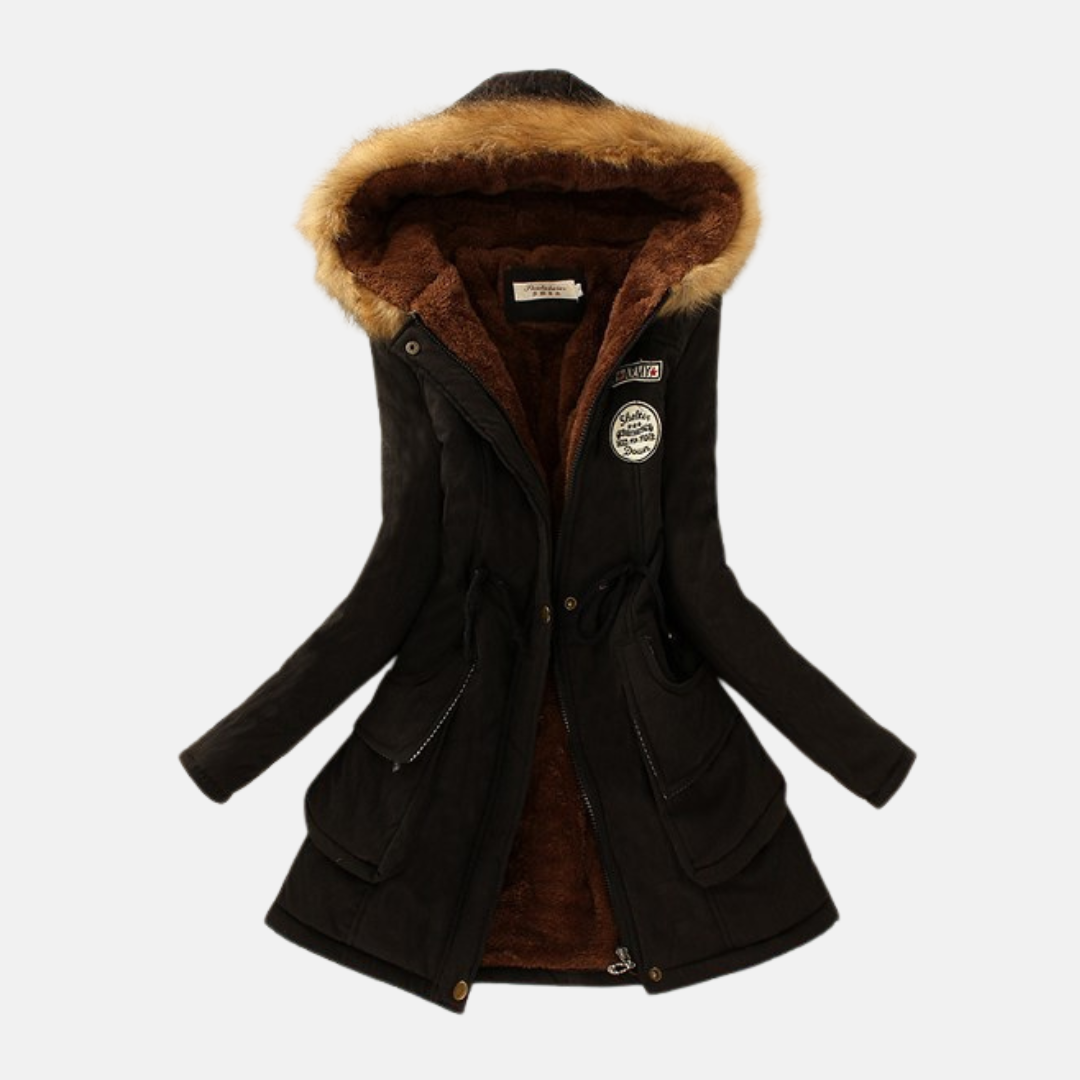 Parka Femme Avec Doublure Sherpa Capuche En Fourrure Synthétique Taille Ajustable Et Poches Pratiques
