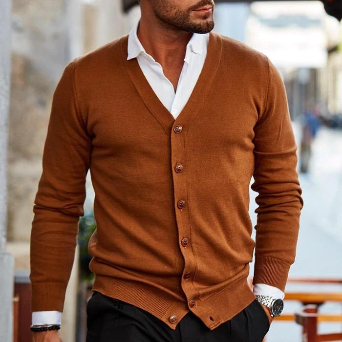 Cardigan Tricoté Moderne D'Inspiration Nordique Pour Homme Par Amawinc Confort Polyvalent Automne
