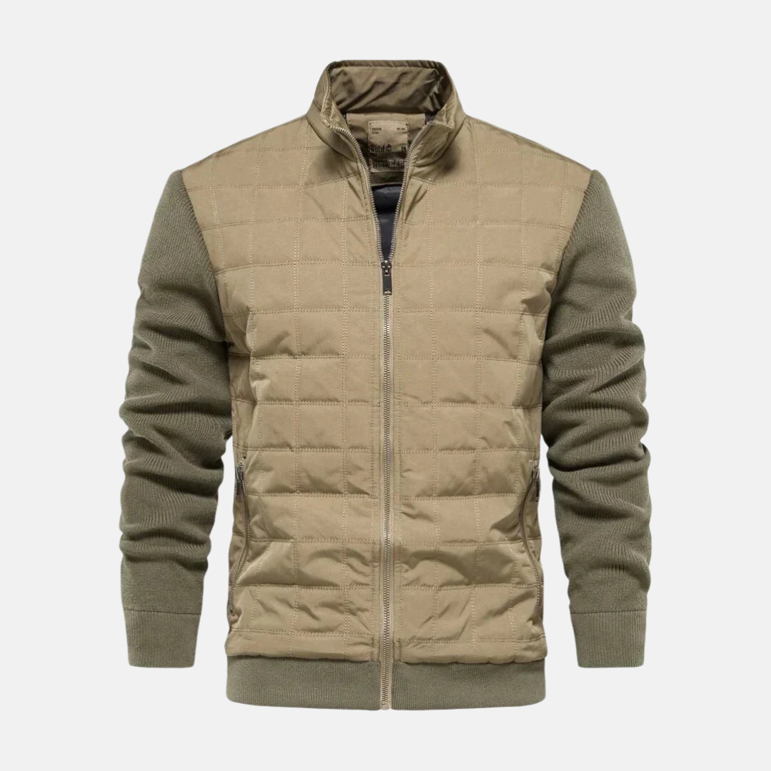 Amawinc Veste Bomber Homme Avec Panneaux Quiltés Avant Manches En Maille Coupe Moderne Bordures Côtées Style Chaleur